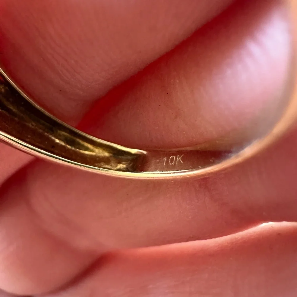 10k Gold Smoky Quartz and diamonds Oval Ring